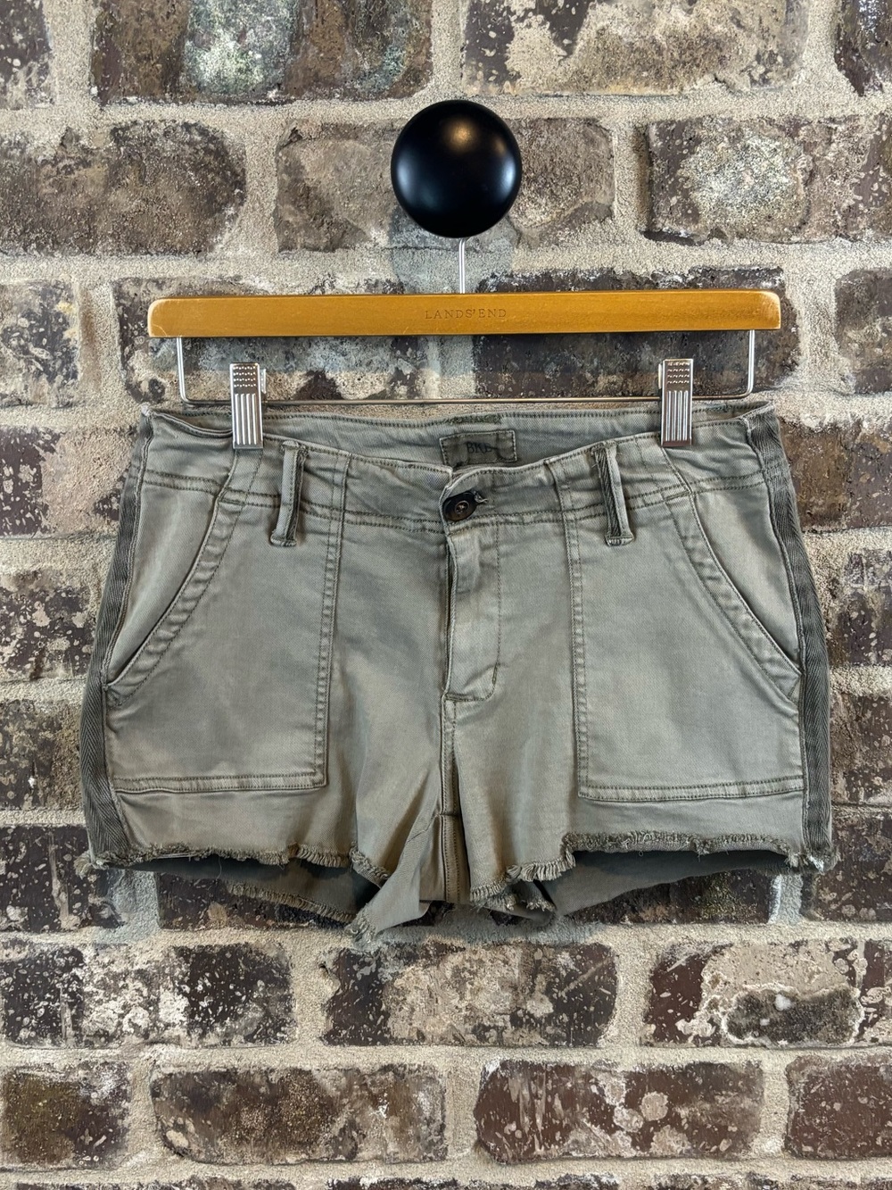 Buckle Olive Utility Frayed Hem Jean Shorts